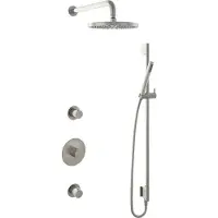 Hotbath Cobber IBS20 Inbouw Doucheset - Staafhanddouche - 25cm Hoofddouche - Wandarm - Glijstang - Geborsteld Nikkel - Messing - Kranen, Douchekranen, - Kranen, Douchekranen, Douchesets, Inbouw