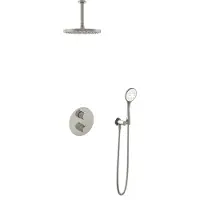 Hotbath Cobber IBS20A Inbouw Doucheset - 3-standen Handdouche - 25cm Hoofddouche - 15cm Plafondbuis - Wandsteun - Geborsteld Nikkel - Messing - Kranen, Douchekranen, Douchesets, Inbouw douchesets
