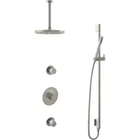 Hotbath Cobber IBS20 Inbouw Doucheset - Staafhanddouche - 25cm Hoofddouche - 30cm Plafondbuis - Glijstang - Geborsteld Nikkel - Messing - Kranen, - Kranen, Douchekranen, Douchesets, Inbouw douchesets