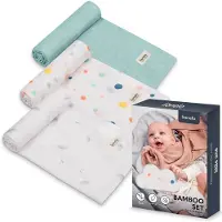 Lionelo Bamboo SET - 100% Bamboe Katoen Luiers - Set van 3 Stuks - 70 x 70 cm - Hypoallergeen - Antibacterieel - Thermoregulerend - Ademend & Zacht - Veelkleurig - Wasbaar - Vanaf Geboorte