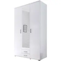 Die Möbelfundgrube Kledingkast Daniela 120cm met 3 deuren 2 lades & spiegel - wit