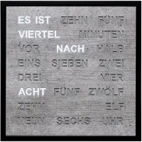 FILIUS zeitdesign 0402-7 Wandklok met woorden, vierkant, betonkleur, 40 cm