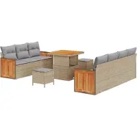 vidaXL Tuinbank Set 13 st 9-Aantal zitplaatsen Beige en Lichtgrijs