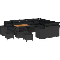 vidaXL Tuinbank Set 12 st 9-Aantal zitplaatsen Zwart poly rattan