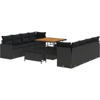 vidaXL Tuinbank Set 12 st 12-Aantal zitplaatsen Zwart poly rattan
