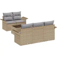 vidaXL Tuinbank Set 6 st 5-Aantal zitplaatsen Beige en Grijs