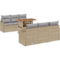 vidaXL Tuinbank Set 7 st Beige Poly rattan