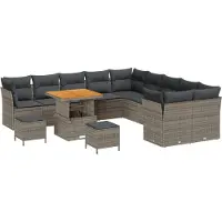 vidaXL Tuinbank Set 13 st Grijs poly rattan