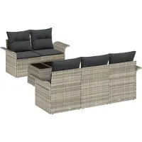 vidaXL Tuinbank Set 6 st 5-zits Lichtgrijs en Donkergrijs