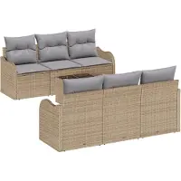 vidaXL Tuinbank Set 7 st 6-Aantal zitplaatsen Beige en Grijs