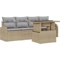 vidaXL Tuinset met 5 zitplaatsen, beige, van polyrotan