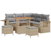 vidaXL Tuinbank Set 9 st 6-Aantal zitplaatsen Beige en Lichtgrijs