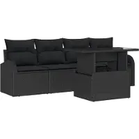 vidaXL Tuinbank Set 5 st Zwart Poly Riet