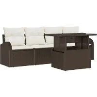 vidaXL Tuinbank Set 5 st Bruin Poly Riet