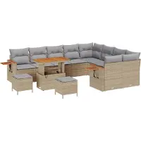 vidaXL Tuinbank Set 13 st 9-Aantal zitplaatsen Beige en Lichtgrijs