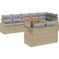 vidaXL Tuinbank Set 9 st beige en lichtgrijs