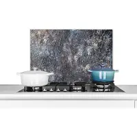 KitchenYeah Spatscherm keuken - Beton print - Blauw - Grijs - Vintage - Spatwand - Keuken decoratie - Keuken achterwand- 70x50 cm - Aluminium
