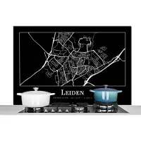 KitchenYeah Spatscherm keuken 120x80 cm - Kookplaat achterwand Leiden - Plattegrond - Kaart - Stadskaart - Muurbeschermer - Spatwand fornuis - Hoogwaardig aluminium