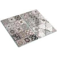 Tulup Glazen Snijplank - Beige Keramische tegels Snijplank Glas - SET van 2 STUKS 30 x 52 cm - Anti-Slip Snijplanken-Serveerplanken van glas-UV Gelaagd Glas Serveerplanken-Dienblad-Kookbenodigdheden