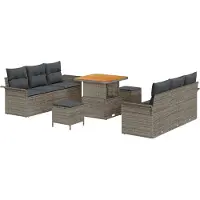 vidaXL Tuinbank Set 9 st 8-Aantal zitplaatsen Grijs