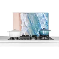 KitchenYeah Spatscherm keuken 60x40 cm - Kookplaat achterwand Strand - Water - Zee - Muurbeschermer - Spatwand fornuis - Hoogwaardig aluminium