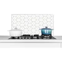 KitchenYeah - Spatscherm - Patronen - Design - Lijn - Zwart - Wit - 90x45 cm