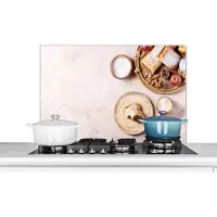 KitchenYeah Spatscherm keuken 90x60 cm - Kookplaat achterwand Gebak - Kruiden - Fruit - Apfelstrudel - Muurbeschermer - Spatwand fornuis - Hoogwaardig aluminium