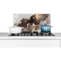 KitchenYeah Spatscherm - Rood - Goud - Spatwand - Marmer print - Keuken - Achterwand keuken - Marmer - Luxe - 70x30 cm