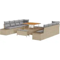 vidaXL Tuinbank Set Beige Poly rattan