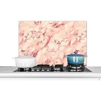 KitchenYeah Spatscherm - Marmerlook - Roze - Glitter - Luxe - Design - Spatwand keuken - 90x60 cm - Muurbeschermer