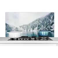 KitchenYeah Spatscherm keuken 120x60 cm - Kookplaat achterwand Winter - Water - Sneeuw - Muurbeschermer - Spatwand fornuis - Hoogwaardig aluminium