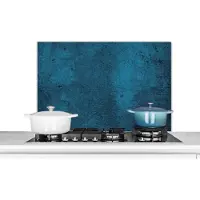 KitchenYeah Spatscherm keuken 90x60 cm - Kookplaat achterwand Natuursteen - Beton print - Steen - Blauw - Muurbeschermer - Spatwand fornuis - Hoogwaardig aluminium