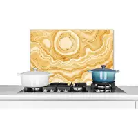 KitchenYeah Spatscherm keuken 60x40 cm - Kookplaat achterwand Agaat - Edelstenen - Gold - Muurbeschermer - Spatwand fornuis - Hoogwaardig aluminium