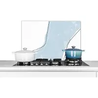 KitchenYeah Spatscherm keuken 60x40 cm - Kookplaat achterwand Blauw - Minimalisme - Abstract - Muurbeschermer - Spatwand fornuis - Hoogwaardig aluminium