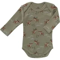 Fresk romper Deer Olive Groen Jongens/Meisjes Katoen Ronde hals Dierenprint - maat 62/68