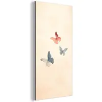 MuchoWow Aluminium schilderij 40x80 cm - Wanddecoratie metaal - Vlinders - Minimalistisch - Roze - Metalen muurdecoratie woonkamer - Decoratie industrieel - Foto op dibond - Industriële accessoires slaapkamer