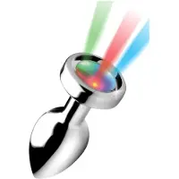 XR Brands Booty Sparks - anaalplug met licht - klein - zilver
