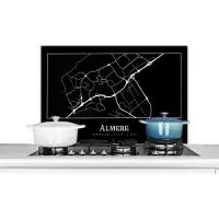 KitchenYeah Spatscherm keuken 80x55 cm - Kookplaat achterwand Stadskaart - Almere - Kaart - Plattegrond - Muurbeschermer - Spatwand fornuis - Hoogwaardig aluminium