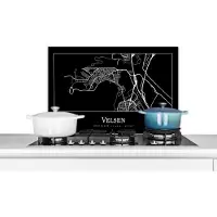 KitchenYeah Spatscherm keuken 70x50 cm - Kookplaat achterwand Velsen - Stadskaart - Kaart - Plattegrond - Muurbeschermer - Spatwand fornuis - Hoogwaardig aluminium