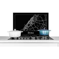 KitchenYeah Spatscherm keuken 70x50 cm - Kookplaat achterwand Stadskaart - Dubai - Kaart - Plattegrond - Muurbeschermer - Spatwand fornuis - Hoogwaardig aluminium