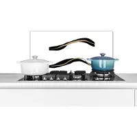 KitchenYeah Spatscherm keuken 70x30 cm - Kookplaat achterwand Lijn - Zwart - Design - Muurbeschermer - Spatwand fornuis - Hoogwaardig aluminium