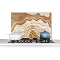 KitchenYeah Spatscherm keuken 90x60 cm - Kookplaat achterwand Glitter - Goud - Agaat - Edelstenen - Muurbeschermer - Spatwand fornuis - Hoogwaardig aluminium