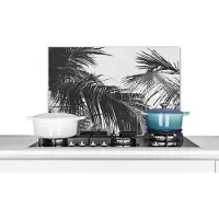 KitchenYeah Spatscherm - Palmboom - Natuur - Zwart wit - Bladeren - Keuken - Spatwand- 60x40 cm
