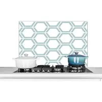 KitchenYeah Spatscherm - Patronen - Hexagon - Design - Groen - Spatwand - 80x55 cm - Achterwand keuken