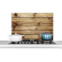 KitchenYeah - Spatscherm keuken - Spatbord - Plank - Hout - Patroon - Structuur - Spatwand - 90x60 cm