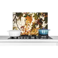 KitchenYeah Spatscherm keuken 60x40 cm - Kookplaat achterwand Natuur - Herfstbladeren - Landelijk - Muurbeschermer - Spatwand fornuis - Hoogwaardig aluminium