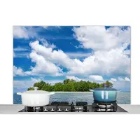 KitchenYeah Spatscherm keuken 120x80 cm - Kookplaat achterwand Eiland - Zomer - Tropisch - Muurbeschermer - Spatwand fornuis - Hoogwaardig aluminium
