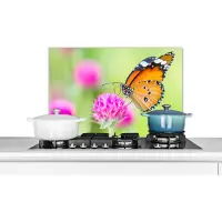 KitchenYeah Spatscherm keuken 60x40 cm - Kookplaat achterwand Insecten - Vlinders - Bloemen - Muurbeschermer - Spatwand fornuis - Hoogwaardig aluminium