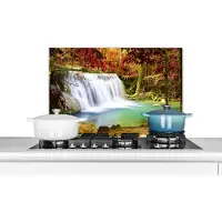 KitchenYeah Spatscherm keuken 70x50 cm - Kookplaat achterwand Herfst - Waterval - Natuur - Muurbeschermer - Spatwand fornuis - Hoogwaardig aluminium