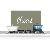 KitchenYeah Spatscherm keuken 70x50 cm - Kookplaat achterwand Quotes - Cheers - Spreuken - Drinken - Muurbeschermer - Spatwand fornuis - Hoogwaardig aluminium